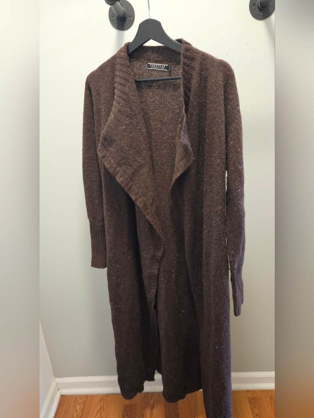 Peruvian Connection Long Open-Front Wool Blend Cardigan Sweater